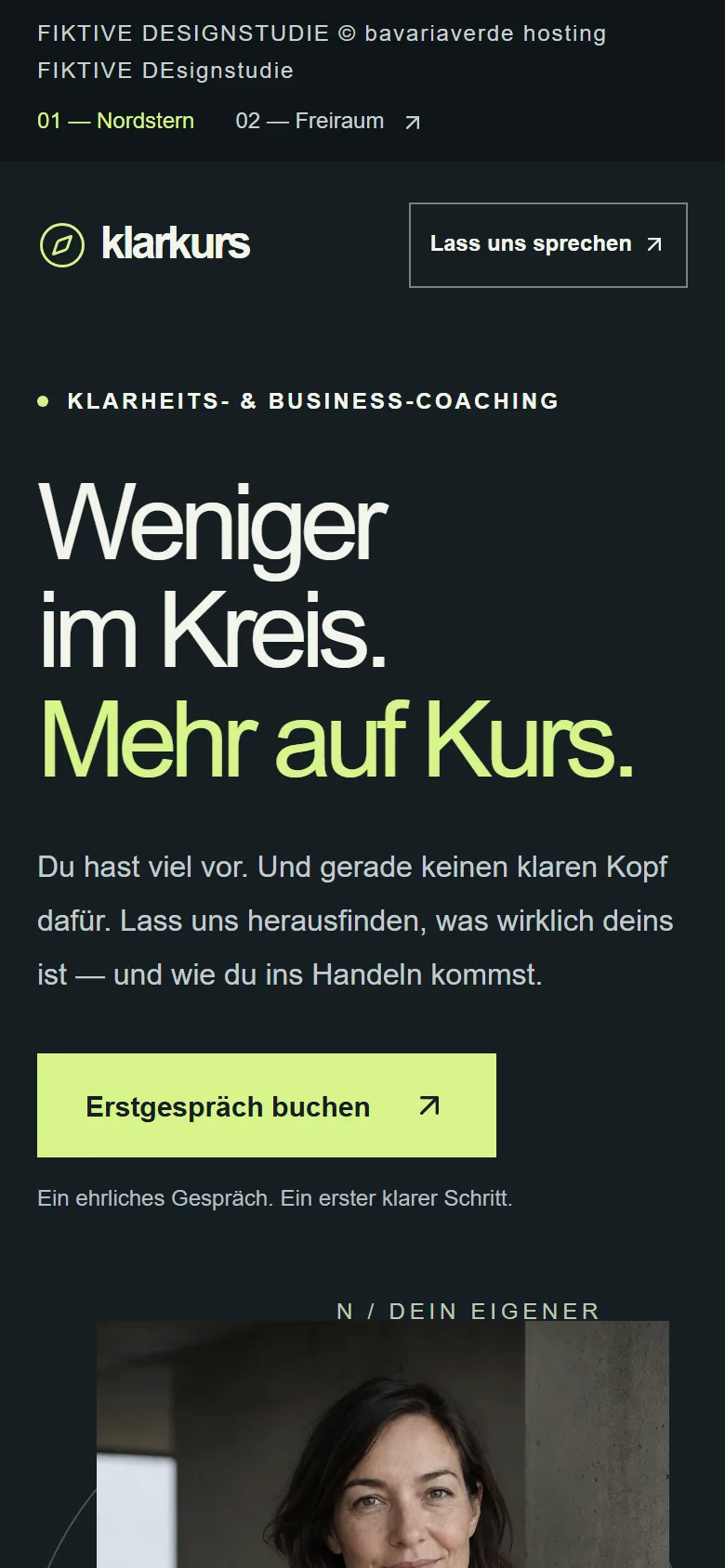 Die Musterseite Klarkurs Coaching am Handy